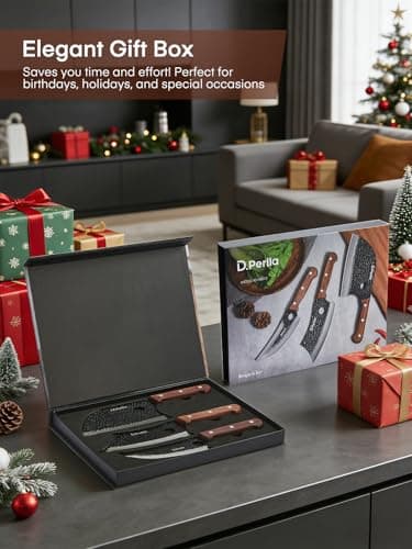 D.Perlla Chef Knife Set 3pcs Sharp Kitchen Knives Set High Carbon Stainless Steel Kitchen Knives for Outdoor Camping with Gift Box — view 6