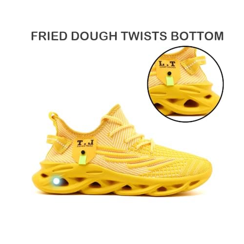 VGPSFN Mens Trainers Running Walking Shoes Sport Outdoor Casual Tennis Gym Hiking Shoes Lightweight Comfortable Fitness Sneakers for Men Fashion Work Athletic Jogging Yellow UK 9.0 — view 2