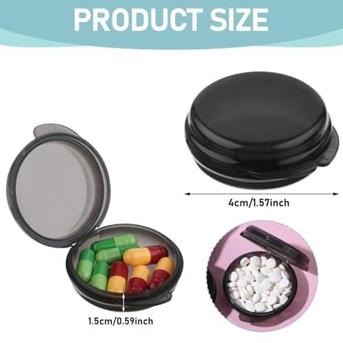 ElevateTech 3 Pack Small Pill Box Mini Pill Case Daily Pill Organizer Travel Pill Container Medicines Storage Box(Black) — view 2
