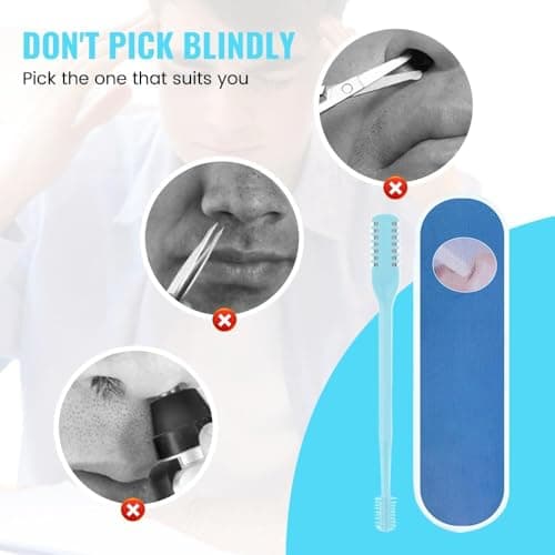 2 in 1 Nasal Hair Cutter, Upgrade 360° Portable Rotating Nostril Hair Removal Tool, Double Sided Nose Hair Blade, Nose Hair Trimmer with Ear Picker for Women Men Travel Essentials (Beige, 3PCS) — view 2