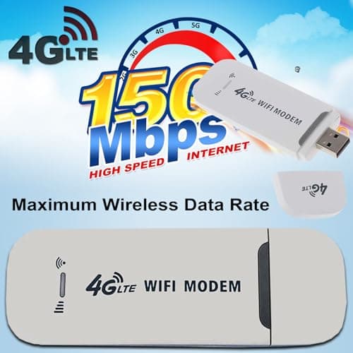 4G LTE USB WiFi Wireless Modem Dongle, Unlocked Dongle with SIM Card Slot 150Mbps Support 10 Users, Portable WiFi Modem Mobile Hotspot, for PC Desktop Laptop Phone (White) — view 3