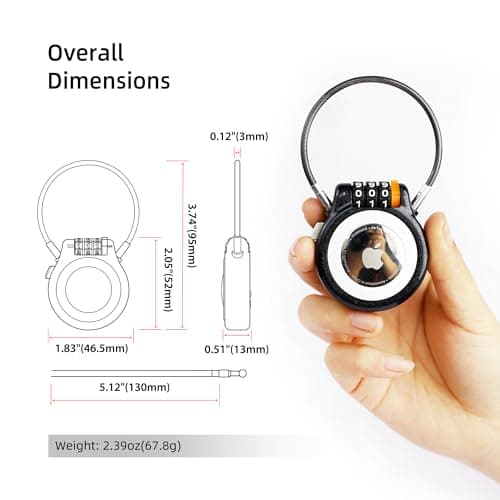UP Security Lockable AirTag Holder with 3-Digit Combination Lock, Metal Case Compatible with Apple Air Tag, Anti-Theft Tracker AirTag Lock for Luggage, Suitcase, Backpack, Travel Gear, Car Tracking — view 2