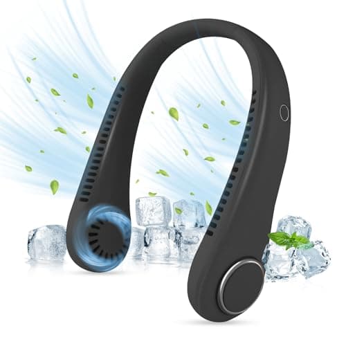CNMTCCO Portable Neck Fan Rechargeable - Bladeless Wearable Fan with 360° Cooling Airflow, Quiet Personal Neck Air Conditioner for Women and Men, Ideal for Sports, Travel and Holiday Gifts (Black)