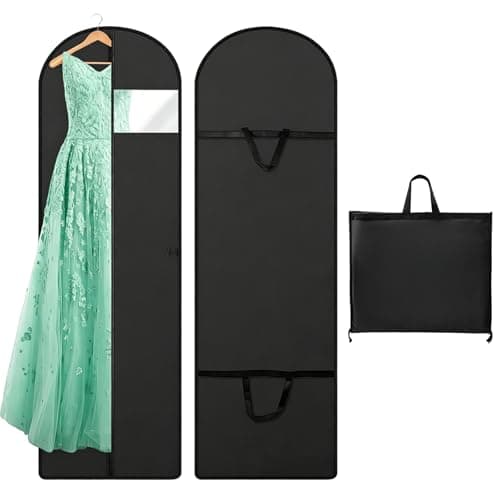 2 Pack Long Dress Bags Covers 60 x 180cm Black Dress Covers Garment Bags