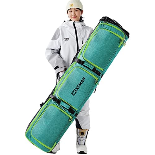 XCMAN Padded Snowboard Bag Adjustable Length 63-75In Padded Bag for Air Travel (Green)