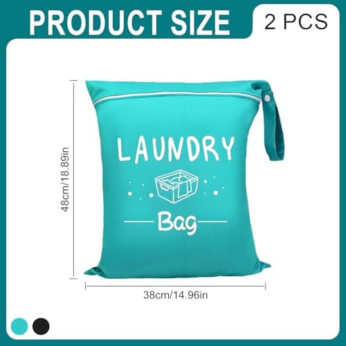 2 Pcs Travel Laundry Bags With Handle, Lightweight Small Laundry Bag,Reusable Dirty Clothes Bag,Waterproof Wet Clothes Bags For Home, Holiday,Camping, Swimming, Fitness, Yoga(Green+Black) — view 3