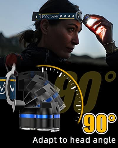Victoper Head Torch –Super Bright 8 Lighting Modes 18000 Lumens Headlight LED Rechargeable, Super Bright LED Head Lamp, Hands-Free Flashlight for Camping, Fishing, Cycling, Hiking, Waterproof IPX4 — view 6