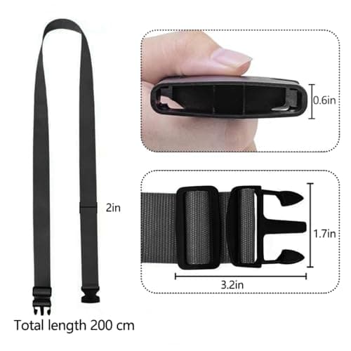 Luggage Straps for Suitcase Heavy Adjustable Suitcase Straps with Quick Release Buckle Suitcase Identifier Bands for Travel Case Non-Slip Travel Belt Travel Accessories (Black, 2pcs) — view 2
