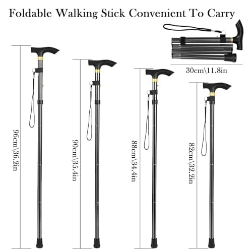 Walking Stick - Folding Walking Sticks for Women & Men, Lightweight Collapsible Walking Stick, Ideal for Arthritis, Heavy Duty, Adjustable Foldable Walking Sticks for Travel Use (Red) — view 2