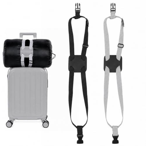 2-Pack Adjustable Luggage Straps, Suitcase Bag Bungee Belt for Travel