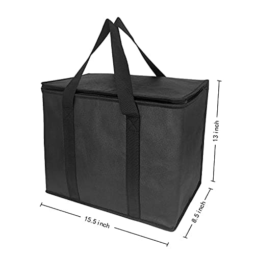Set of 2 XL Large Premium Quality Insulated Collapsible Cooler Bag with Zipper Closure,Reusable Grocery Shopping Bag Keep Food Hot or Cold,Ideal for Uber Eats,Instacart,Restaurant Food Delivery — view 3