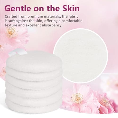 LOPHE Reusable Makeup Remover Pads, 6 Pack Ultra-Soft Coral Fleece Facial Cleansing Pads with Hanging Loop & Travel Bag, Gentle Washable Hypoallergenic Face Pads for All Skin Types (White) — view 3