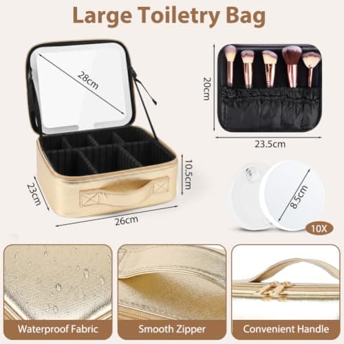 OSDUE Makeup Bag with LED Mirror, Cosmetic Organizer Case — view 2