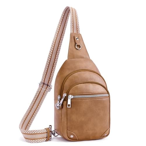 Lexiyat Anti Theft Crossbody Bags for Women Travel Chest Sling Bag Leather Handbags Fanny Pack Camelbrown