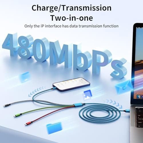 Jogrytece Travel Cruise Essentials 2026, Dual Type-C 4 in 1 Charging Cable, Multi Charging Cables for All Devices,2 USB C Ports Car Charger Cable for for iPhone 17-8/ Android/iPad and More — view 5