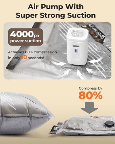 BAGSMART Travel Vacuum Bags for Suitcase & Home, 15 Pack with Wireless Pump — view 3