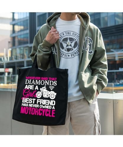 Hippowarehouse Whoever Said That Diamonds Are a Girl's Best Friend Has Never Owned a Motorcycle Motorbike Biker Tote Shopping Gym Beach Bag 42cm x38cm, 10 litres — view 3