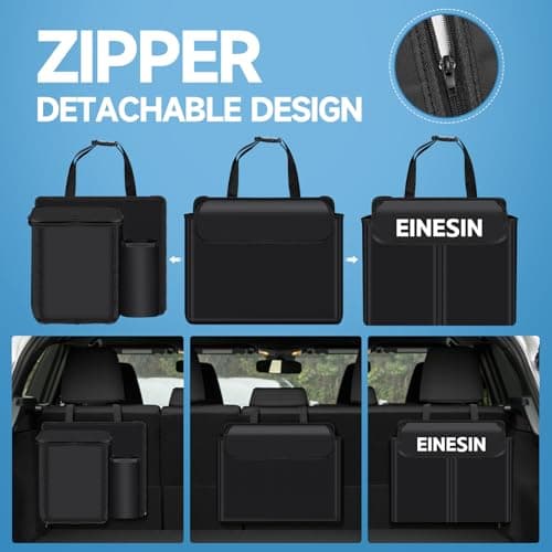Einesin Car Boot Organiser, Seat Back Hanging Organisers with Built-in Cooler - Detachable Storage Modules with Zippers, Car Trunk Tidy Organiser Bag for SUVs, Vans — view 6