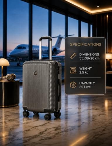 Larkbury Hard Shell Expandable Suitcase, Lightweight PC+ABS Travel Luggage with TSA Lock, Double Spinner Wheels & High Capacity Storage (Grey, 20" in) — view 2