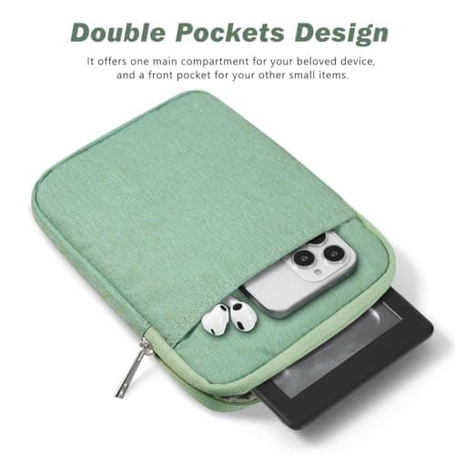 Dadanism 6-7 Inch Universal Padded Sleeve for eReader, Matcha Green — view 4