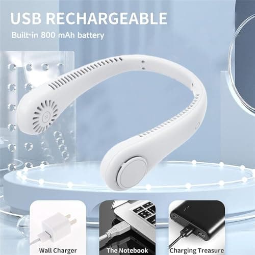 Zenova Neck Fan,Portable Neck Fan Rechargeable,Wearable Hands Free Fan Cooling Fans,Leafless Hanging Bladeless Mini-Fan for Women Men Office,Travel,Indoor Outdoor (Pink, 3 Speeds,no Digital Display) — view 5