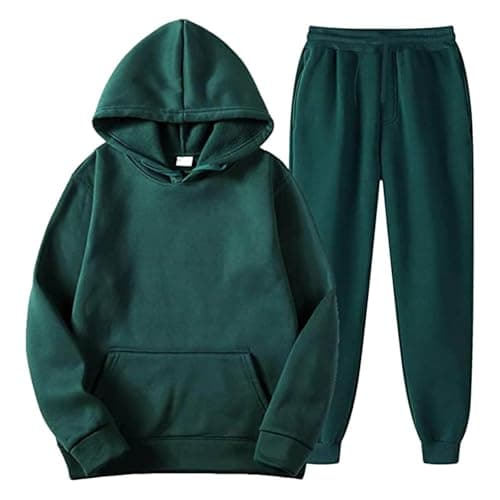 Kids Tracksuit Full Set 2 Piece Sport Outfit Boys Girls Long Sleeve Hoodie Sweatshirts and Loose Sweatpants Bottom Jogging Pants Activewear Track Suit (Blackish Green, 6-7 Years) — view 2