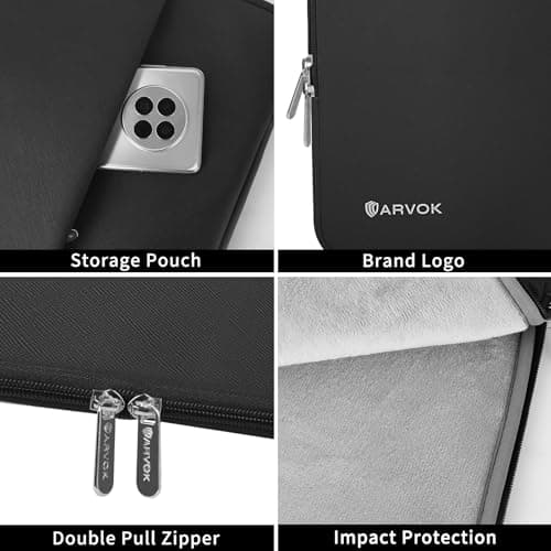 ARVOK Laptop Sleeve Case,Waterproof Notebook Cover for MacBook Air MacBook Pro inch, PVC Computer Carrying Bag with Pocket,Black — view 4