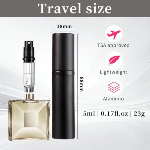 szyanlai Portable Perfume Atomiser Refillable - 5ml Empty Travel Perfume Bottle, Nano Mist, Leaking Proof, Bottom Pump without Funnel, Luxurious Mini women and men (Black) — view 2