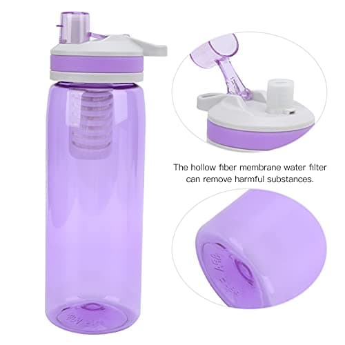 Jwthee Water Purifier Bottle,770ml Portable Filtered Water Bottle Water Filter Bottle Ultra Filtration Filtered Water Bottle Squeeze Bottle Water Filter for Hiking Camping Survival Travel (Purple) — view 4