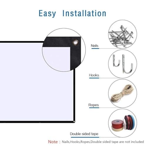 zalati Projector Screen Portable Indoor/Outdoor Movie Theater screen 16/9 polyester white soft screen For outdoor camping Collapsible High Contrast Hanging Hole Grommets - 51inch — view 6