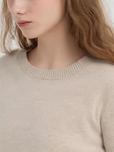 ACUSHLA Women Cashmere Merino Wool Sweaters Long Sleeve Winter Tops,Beige L — view 6