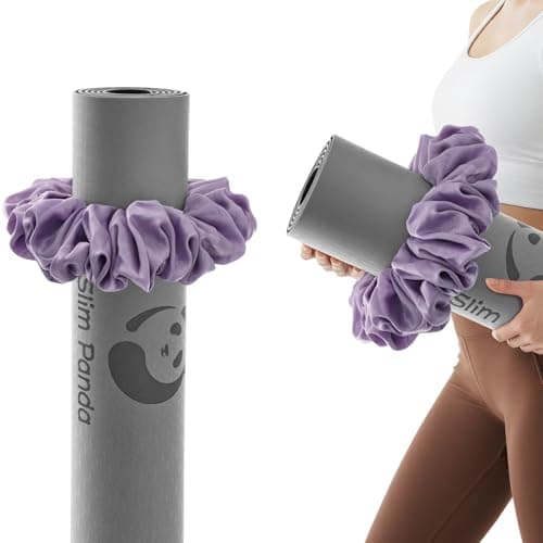 Slim Panda Yoga Mat Strap, 2-in-1 Yoga Mat Carrier & Hair Scrunchie, Premium Velvet Adjustable Carry Strap for 1-6mm Mats | Portable, Stylish, Durable & Elastic (Mat Not Included)