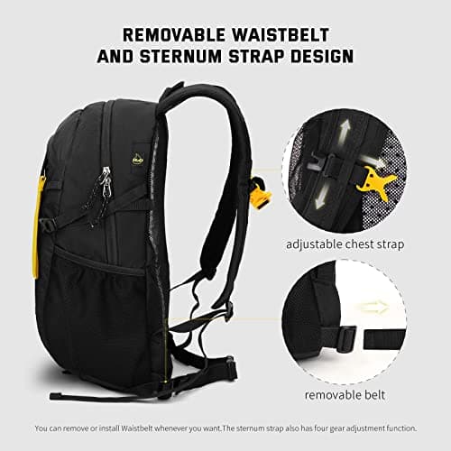 SKYSPER Small Hiking Backpack, 20L Lightweight Travel Backpacks Hiking Daypack Rucksack Women Men for Trekking Backpacking Outdoor Sports(Black) — view 4
