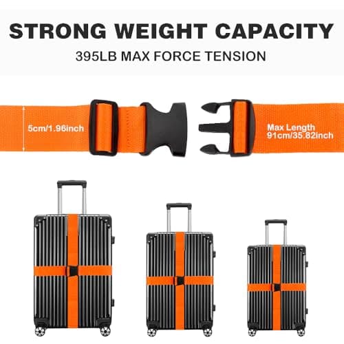 4-Pack Luggage Straps for Suitcases Heavy Duty Suitcase Straps Secure Travel Case Strap Luggage Belt 4 Colour Suitcase Identifier Set Personalised — view 2