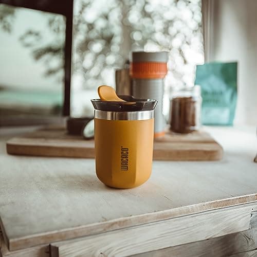 WACACO Octaroma Classico Vacuum Insulated Coffee Mug, Double-Wall Stainless Steel Travel Tumbler with Drinking Lid, 6 fl oz (180ml), Yellow — view 5