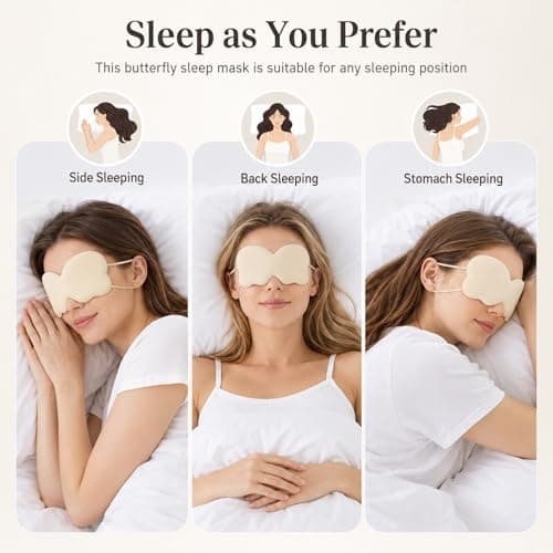 ZEMINRI 3 PCS Sleep Mask Gentle Butterfly 3D Eye Mask for Sleeping (Beige) — view 5