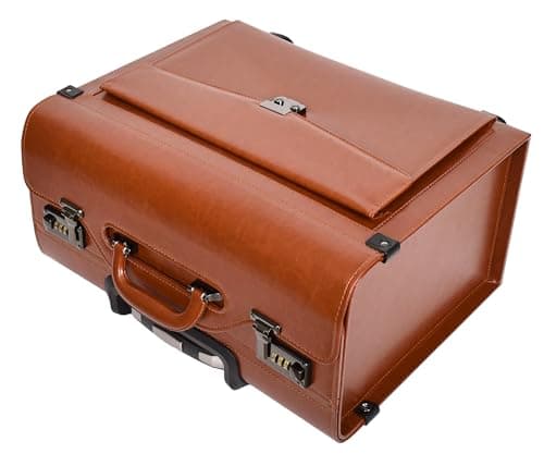 Four Wheeled Pilot Case Faux Leather Lightweight Cabin Bag Commander (Tan) — view 5
