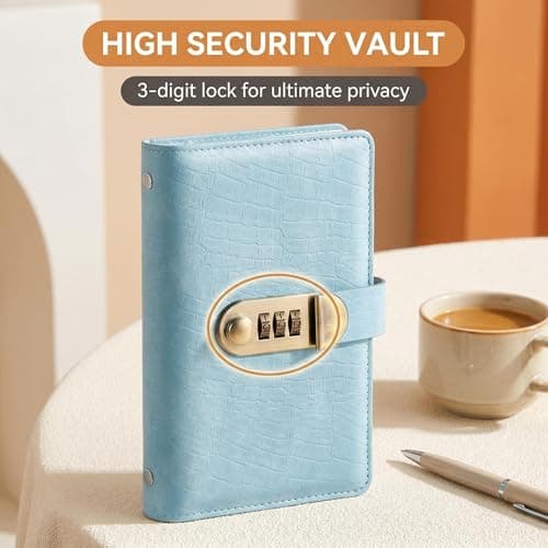 Copbopwn 100 Envelopes Saving Challenge with Combination Lock Vintage Crocodile Texture Money Saving Wallet, 18x11cm Savings Challenge Book Cash Saver Budget Binder for Home Office Travel Gift — view 4