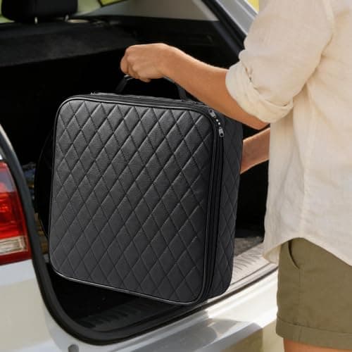 Car Charger Storage Box For EV Cable, Leather Waterproof Charging Cable Bag, Heavy Duty Car Boot Carry Case For Type 2 Charger & Accessories. Perfect For Home & Travel,Electric Vehicle Cables Organise — view 3