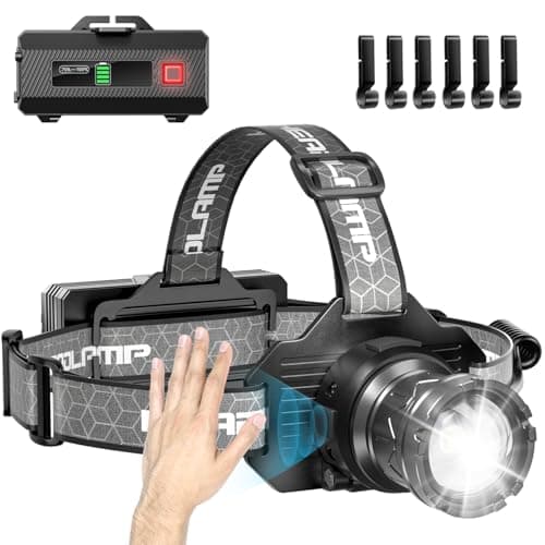 FYONIO Rechargeable Head Torch, 3,000 Lumens Super Bright LED Headlamp with Motion Sensor, 9 Modes Waterproof Headtorch, Zoomable Headlight, 90° Adjustable Lamp for Camping, Hiking, Work & Fishing