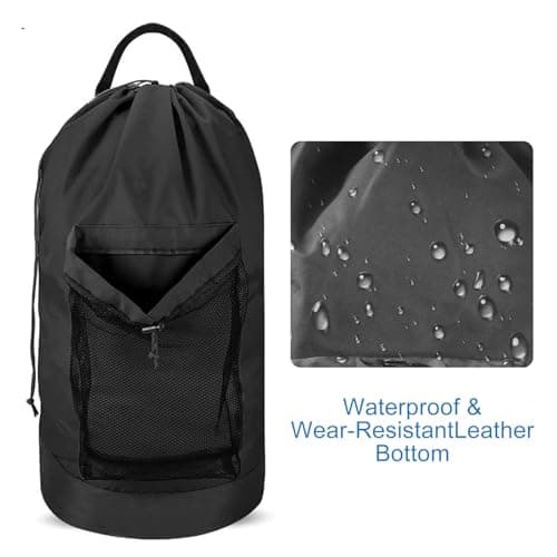 Laundry Bag Backpack, Extra Large Laundry Hamper Bag, Portable Travel Laundry Bags, Clothes Hamper bag with Shoulder Straps and Mesh Pocket, Dirty Clothes bags for Home College Apartment Laundromat — view 5