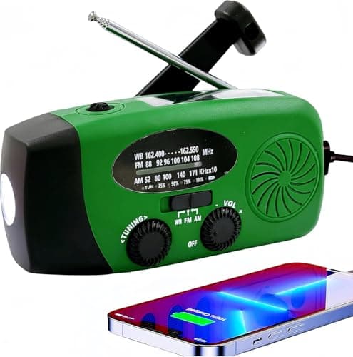 5000mAh Wind Up Solar Radio, Emergency Crank Weather Radio, FM/AM Radios