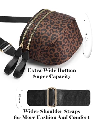 Pure Colour Crossbody Bag Bum Bag for Women,Spacious Purse Fanny Packs Belt Bag,Oversized Bum Bag, Black Brown Leopard Print Bum Bag, 11.0 Inches X 8.6 Inches X 4.5 Inches, Casual — view 5