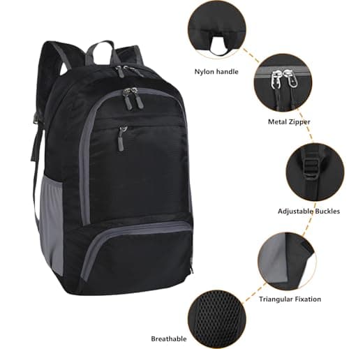 FENGZIZH Foldable Lightweight Travel Backpack, 30L Waterproof Rucksack — view 3