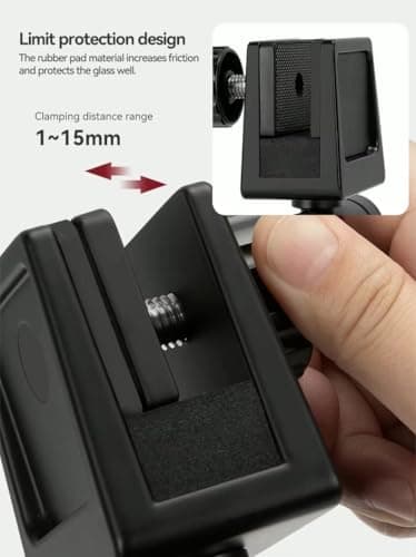 Reflex Camera Aluminium DSLR Window Clamp with Universal 1/4" Mounting Screw Arca-Type Compatibility Max Load 3kg, Clamps to Windows from 1mm to 15mm Thick - Perfect for Stable Shots in the Car — view 6