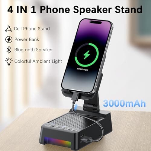 Gifts for Men Women, 5 in 1 Phone Stand with Inductive Bluetooth Speaker — view 3