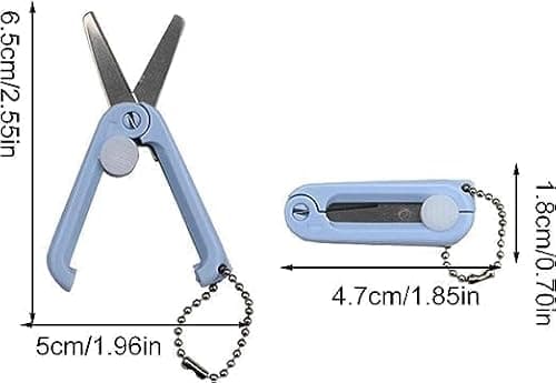 2Pcs Pink Folding Safe Portable Travel Scissors, Foldable Telescopic Cutter, Pocket Mini Scissor with Keychain for Cutting, Scrapbooking, Crafting, Sewing Craft Cutting Tools — view 3