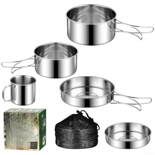 Glewi Hard Anodised Style Steel Mess Kit for Backpacking