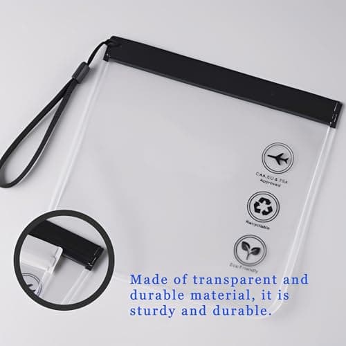 4pcs Clear Travel Toiletry Bag,20 x 20cm Travel Bag Comes with a Hand Strap Travel Accessories Makeup Bags Holiday Essentials Luggage for Men Women.(Black) — view 3