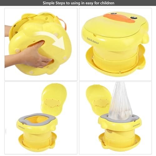 Bebamour Baby Potty Training Toilet Seat Portable Potty for Toddlers Travel Potty for Boys and Girls with Potty Liners, Yellow — view 4